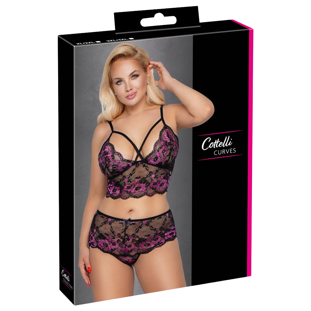 Cottelli Curves - Pink Flower Lace Set