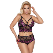 Cottelli Curves - Pink Flower Lace Set