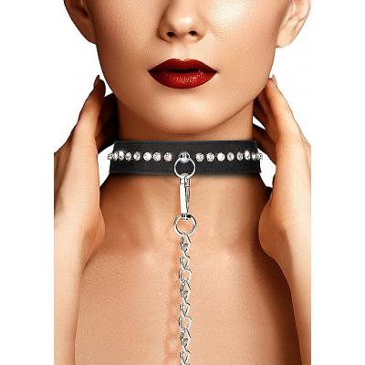 Diamond Studded Collar with Leash-Ouch!-