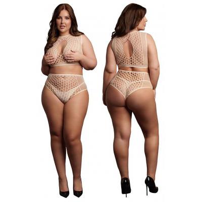 Two Piece Set Fishnet and Fence Net (Nude)-Le Désir-