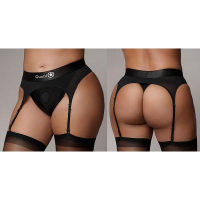 Vibrating Strap-on - Thong with Adjustable Garters-Ouch!-