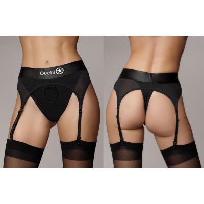 Vibrating Strap-on - Thong with Adjustable Garters-Ouch!-