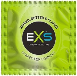 EXS Ribbed, Dotted & Flared knottrig latex ribbad kondom med extra känsla billig prissänkt prisnedsatt prisvärd rabatterad sänkt