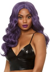 Leg Avenue Wavy Purple Wig lång vågig lila mermaid sjöjungfru olefin peruk med lockar vågigt hår billig prissänkt prisnedsatt pr