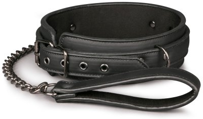 EasyToys Faux Leather Collar & Lead Set bekvämt ställbart vadderat snyggt bondage bdsm koppel med halsband fusk fejk imitations