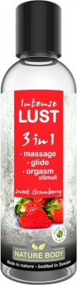 Nature Body Intense Lust 3 in 1 Sweet Strawberry veganskt smaksatt glid massage lusthöjande orgasm