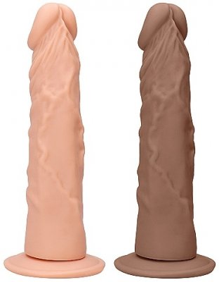 Shots RealRock Dong Without Testicles 9 hudfärgad realistisk ådrig brun dildo lös kuk penis med sug propp kopp mjuk skön billig